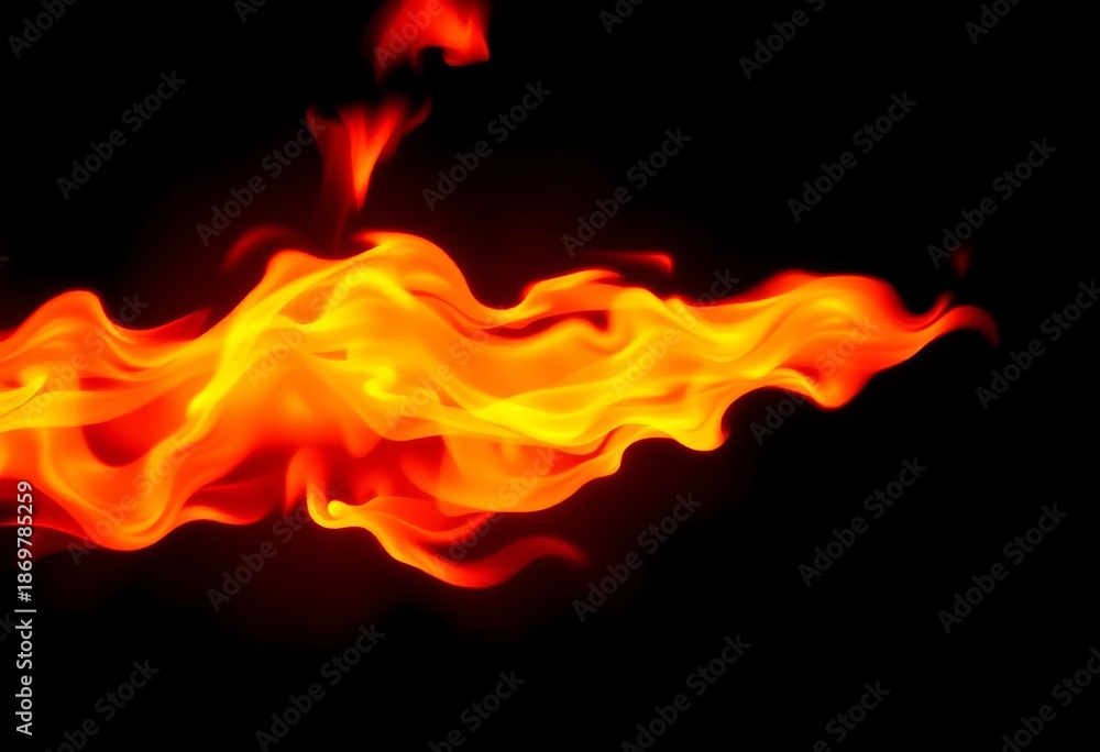 Intense orange and yellow flames burning against a dark background,  abstract,  hot