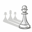 © MST SABLRON - Single white pawn standing against gray silhouettes of chess pieces