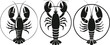 © SHAHID - Cooked lobster cartoon served on white plate gourmet seafood cuisine illustration design graphic icon concept