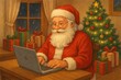 © Andreas - Santa Claus Using a Laptop in His Workshop.