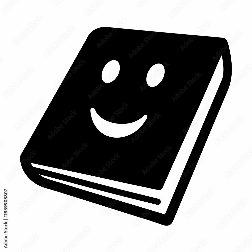 Happy Black Book with a Smiling Face, an Icon of Knowledge Stock Vector ...