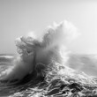 © Justlight - The cold misty spray of waves crashing on a winters day captured in stark black and white. Black and white art