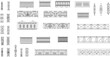 © Riki - Technical vector set of ornate wrought iron fences, balustrades, and decorative metal patterns for architectural detailing.