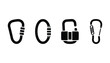 © GoDesigner - Set of black carabiner outline on transparent background for climbing equipment and hiking vector