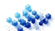 © graphicview35 - Blue 3D cubes connected by lines on white background blocks