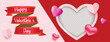 © Nusrat - Romantic Valentine website banner and header template with love celebration party theme, 3D heart vector illustration background, Valentine banner design for festive marketing promotions