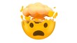 © Emily - Exploding head emoji with mushroom cloud,shocked face expression,surprise reaction,conceptual 3D render of overwhelmed feeling,emotional overload and mind blown metaphor