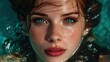 © Babb - Mesmerizing close-up of young caucasian female with bright blue eyes in water