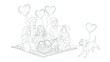© Rahimatul - Family Picnic: A loving family enjoys a delightful picnic together, surrounded by heart-shaped balloons, creating a heartwarming scene of togetherness, joy, and affection.