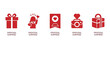© AkandWorld - Set of red icons representing surprise and gift giving.
