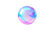 © afterfast - Iridescent sphere floating on black, swirling colors and refraction effects