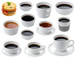 © Bangkong Reang - Bowls and cups of coffee and sandwich Transparent Background