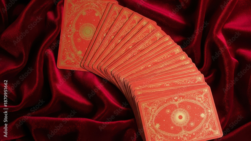 Tarot cards on velvet fabric