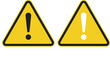 ©  Alexander Creations - Yellow warning triangle alert icons with exclamation mark, caution and hazard symbol set, safety notice sign, minimal flat vector illustration