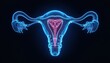 © BatasGallery - Female Reproductive System Anatomical Illustration with IUD Device, Glowing Blue and Pink