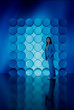 © Rendara Studio - Fashion portrait against blue 3D glass circles backdrop