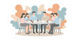 © Domestock - Business team meeting brainstorming strategy planning collaboration in modern office. flat design vector, modern corporate style on transparent background