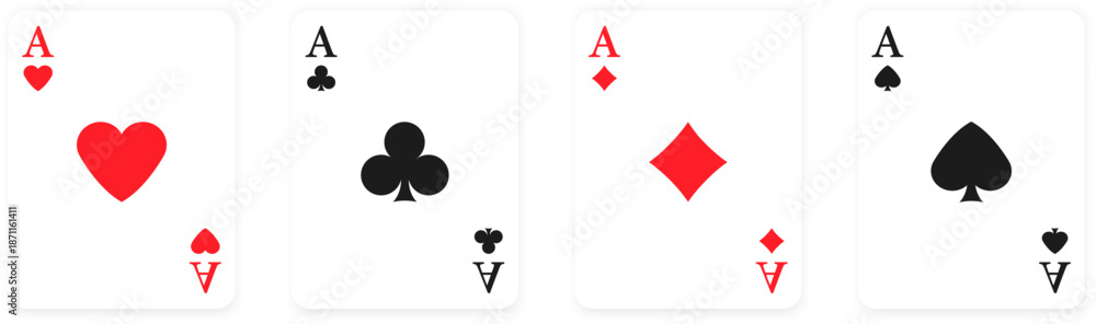 Four playing cards. Playing card suits icon. Suit deck of playing cards ...