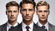 © sakura - Three confident men in suits, a portrait of success and ambition.
