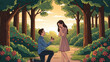 © Misbah - Man Proposing to Woman in a Serene Forest Park during Sunset