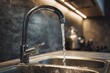 © Роман Булатов - Running water flows from a kitchen sink in a bright, modern space during daytime Generative AI