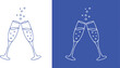 © RSDESIGN - Two champagne glasses clinking with bubbles celebration
