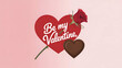 © Zargony click's  - Be My Valentine Greeting with Red Rose and Heart on Soft Pink Background