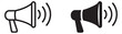 © iVGraphic - Modern megaphone icon set featuring outline and solid versions emitting sound for alerts and announcements