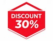 © Isnan Hafif - Vibrant red promotional label showcasing a generous thirty percent discount offer, perfect for enticing customers during sales events and special promotions