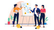 © Knut - Creative team brainstorming and generating new ideas using a flip chart and sticky notes for project planning and innovation in a modern flat design vector illustration with lightbulbs