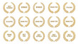 © Sayeed - A professional set of golden laurel wreaths featuring vector icons and metal badge symbols designed as a circle frame element for a business label or seal sticker