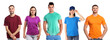 © New Africa - Men and women wearing t-shirts in different colors on white background