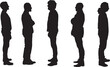 © Curto - vector, silhouette of side view of a group  of men standing