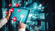 © InfiniteFlow - Smart warehouse management system with innovative internet of things technology to identify package picking and delivery . Future concept of supply chain and logistic network business .