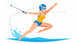 © Miaw - Woman Water Skiing on Calm Water Surface.