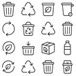 © CrazyJuke - Recycling Icons: A collection of simple and elegant line icons depicting various aspects of recycling and environmental sustainability, offering a visual guide to eco-friendly practices.