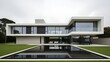 © Fristy - Modern Luxury Gymnastics Training Facility with Glass Walls and Reflective Pool