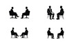 © VectorCraft Original - Seated Interview Conversation Silhouette Set – Business Meeting & Counseling Icons