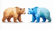 © Khaisan - Geometric bears facing each other, brown bear and polar bear in a low poly design, predator, wildlife, conservation, vector graphic, animal themes.