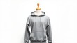 © Kui - athleisure. Grey hoodie sweatshirt displayed on a simple mannequin. lifestyle magazines, social media lookbooks, designed for lifestyle magazines and social media content, used by PR specialists.