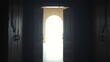© Kui - flawlessness. A heavy wooden door opens to a bright corridor with dramatic side lighting. real-estate listings, architecture portfolios, designed for interior renovation comparisons for interiors.