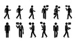 © JASMIN - Black stick figures demonstrating various walking and talking postures and interactions