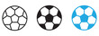 © MOHAMMADSHARIFUL - Collection of soccer ball icons featuring outline, black and white, and blue designs
