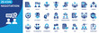 © Uniconlabs - negotiation icon set collection in solid glyph dual color style. pack contain deal, agreement, talk, discuss, bargain, contract, offer, terms, collaboration, partner icon