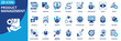 © Uniconlabs - product management icon set collection in solid glyph dual color style. pack contain roadmap, metric, strategy, vision, iteration, market analysis, development, design, growth, quality icon
