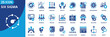 © Uniconlabs - six sigma icon set collection in solid glyph dual color style. pack contain quality, process, improvement, efficiency, analysis, defect, control, control phase, mapping, performance icon