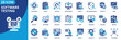 © Uniconlabs - software testing icon set collection in solid glyph dual color style. pack contain testing, debug, quality, verify, script, deployment, coverage, implementation, automate, user icon