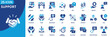 © Uniconlabs - support icon set collection in solid glyph dual color style. pack contain help, assist, service, care, guide, advice, aid, solve, contact, support icon