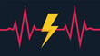 © PDWN Creative - Modern abstract vector illustration of a bright yellow lightning bolt superimposed on a red heartbeat line, representing energy and vitality