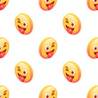 © Papaya Studio - 3D emoji face winking with tongue out in pattern on transparent background for fun and playful messaging concepts